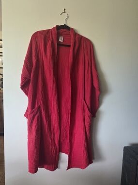 Raspberry Women's Cotton Kimono  Cover-Up Robe